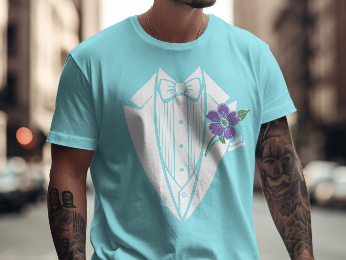 Formal Tuxedo Graphic Tee With Flower Design product