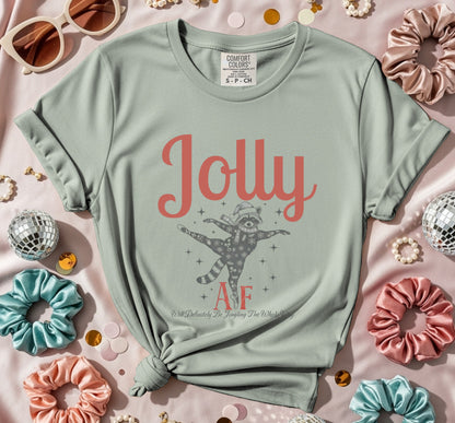 Jolly AF Funny Christmas Cat Graphic T-Shirt