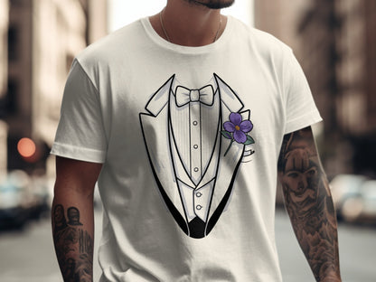 Elegant Tuxedo Graphic with Flower Design shirt product