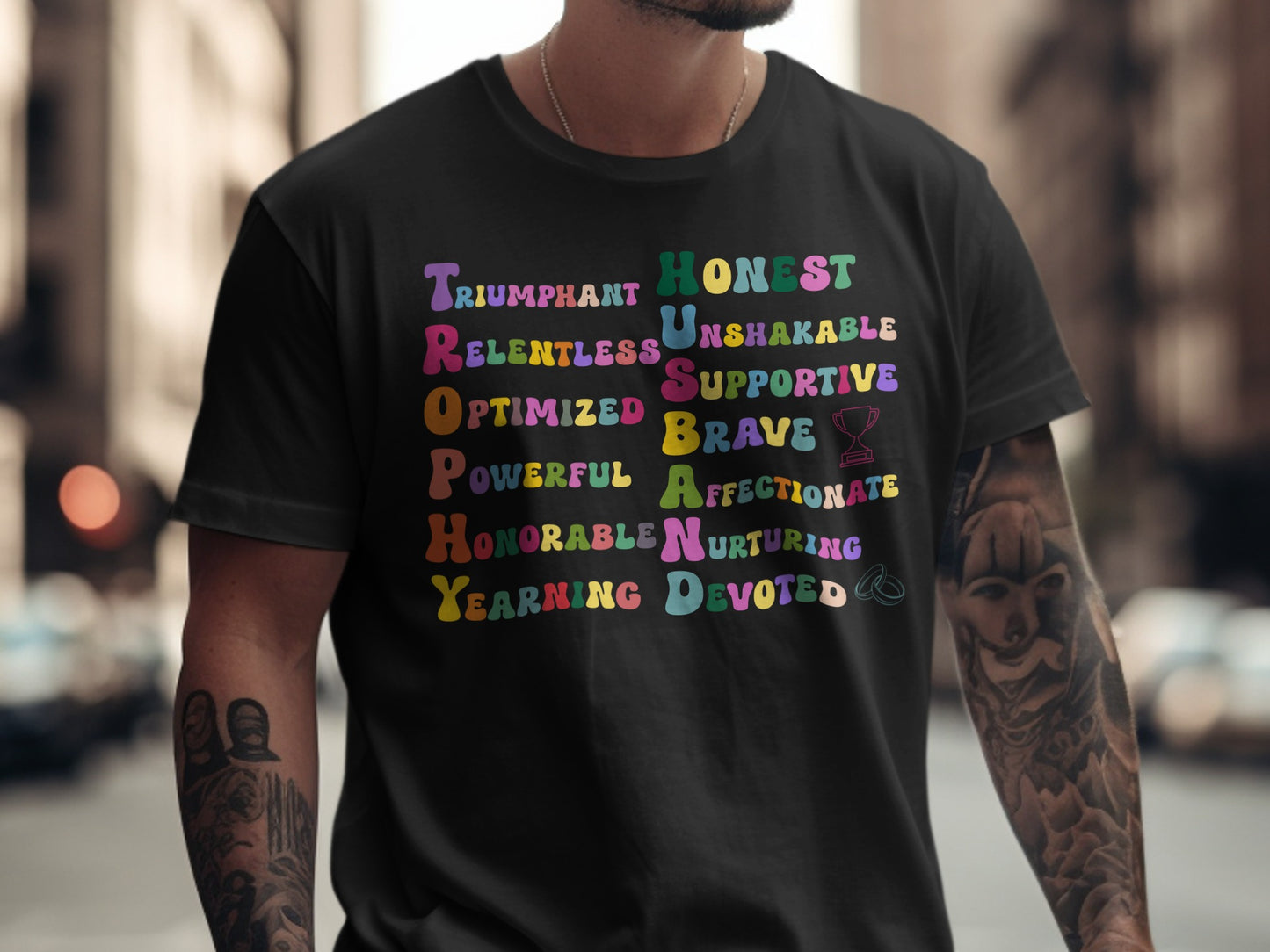 Empowering Words Colorful Husband T-Shirt Product Type