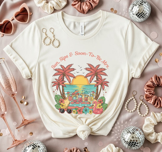 Sun Sips and Soon-To-Be Mrs Graphic T-Shirt product type