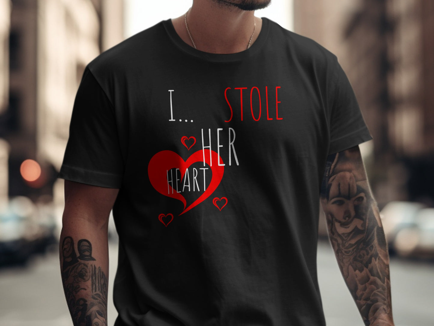 I Stole Her Heart Black T-Shirt Graphic Tee product