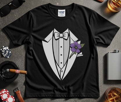 Tuxedo Graphic T-Shirt with Flower Design product type