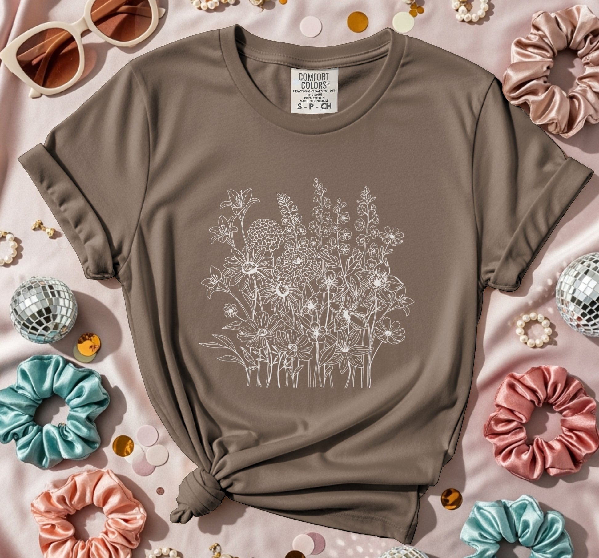 Beautiful graphic floral design t-shirt product