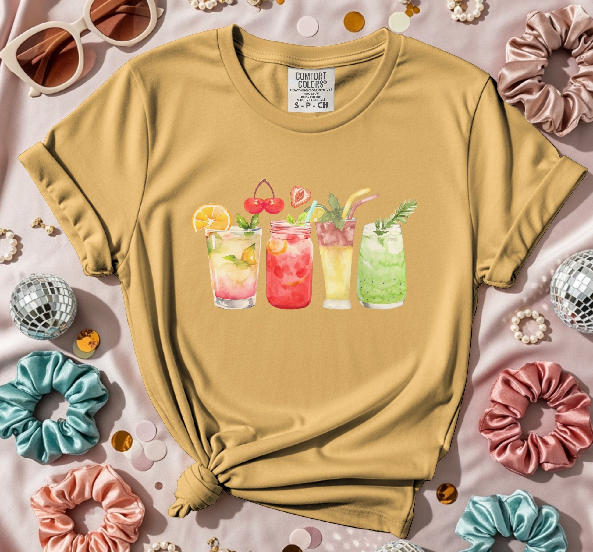 Colorful Cocktails Graphic Design T-shirt product type