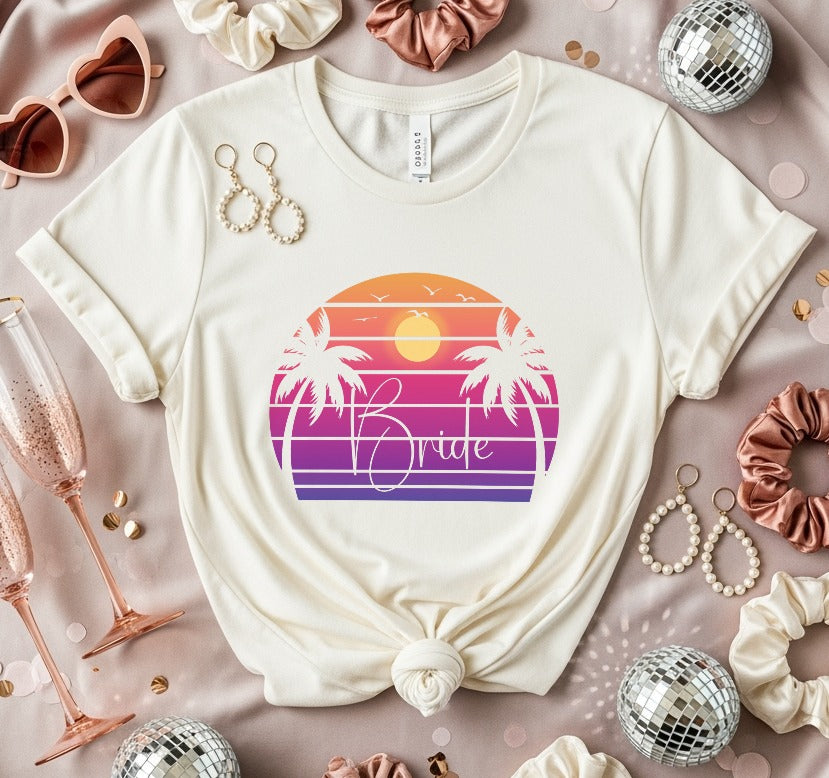 Bride Sunset Palm Trees Graphic T-Shirt product type