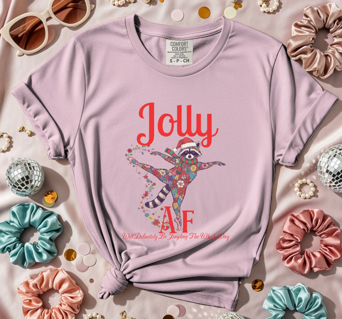 Jolly AF Christmas Holiday T-shirt Cheerful Design