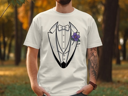 Tuxedo Design with Flower Graphic T-shirt product