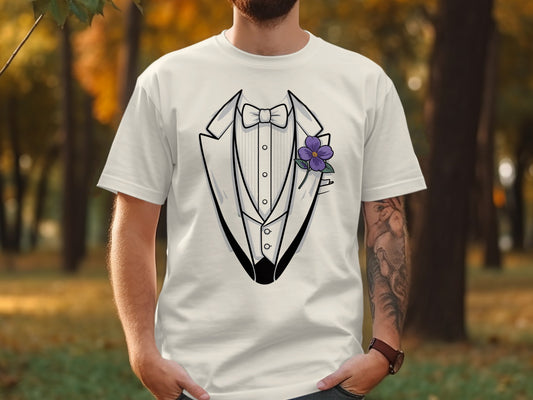 Tuxedo Design with Flower Graphic T-shirt product