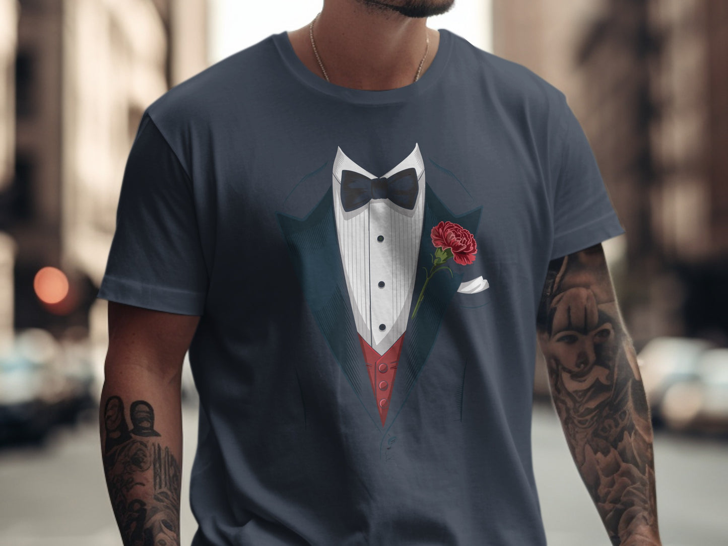 Stylish Faux Tuxedo Design Graphic Tee Shirt product