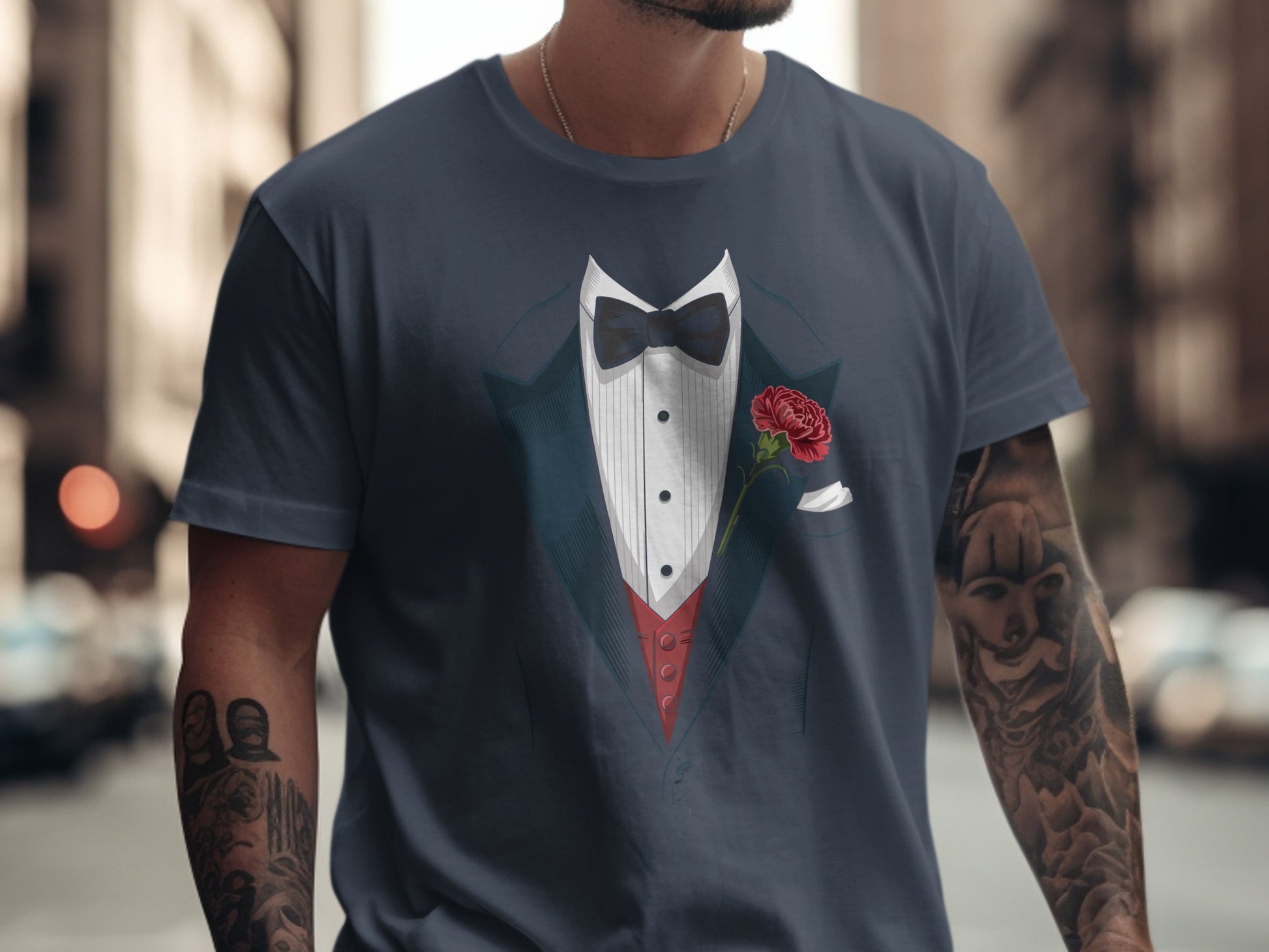 Stylish Faux Tuxedo Design Graphic Tee Shirt product