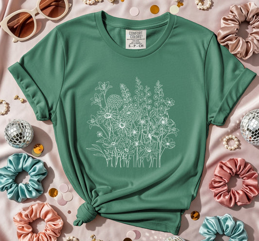 Stylish Green Top With Delightful Floral Design