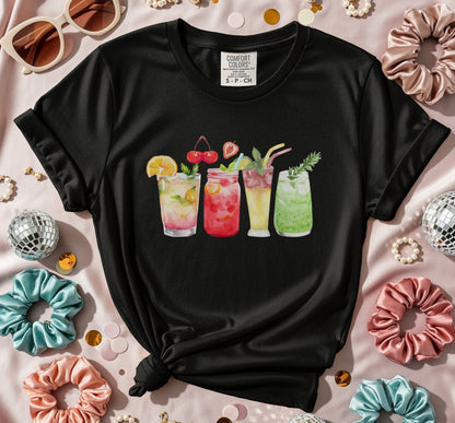 Colorful Cocktail Glasses Printed T-Shirt product