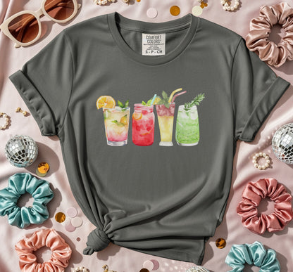 Fun Colorful Cocktails Printed Drink T-Shirt product type