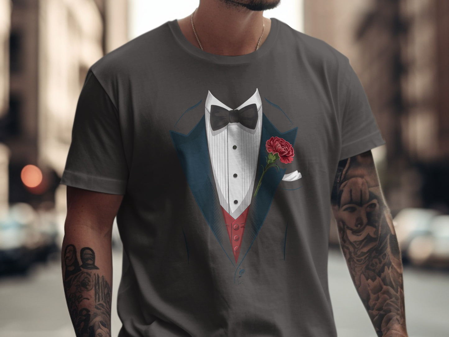 Stylish Tuxedo Design Graphic Tee T-shirt product type