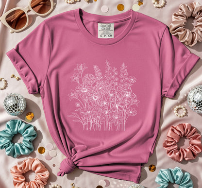 Floral Graphic Tee with Rolled Sleeves Shirt