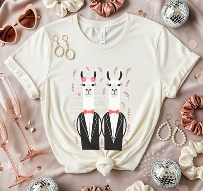 Cute Llamas in Suits with Bow Ties T-shirt product