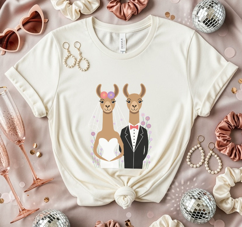 Adorable Llamas Wedding Design Short Sleeve T-shirt product type