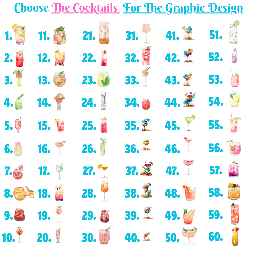Colorful Cocktail Options Graphic Design product