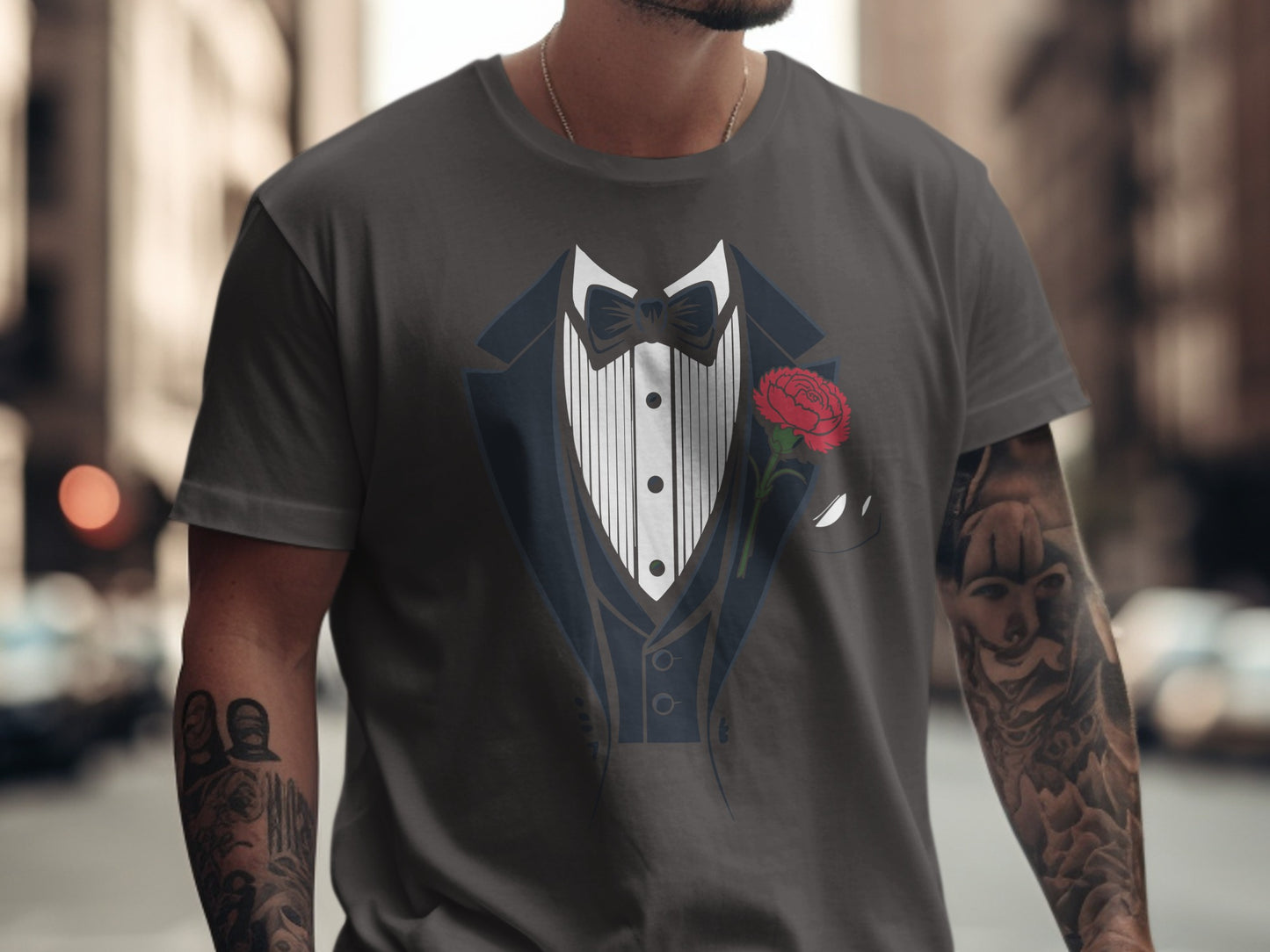 Stylish Tuxedo Design Graphic Tee Shirt product type