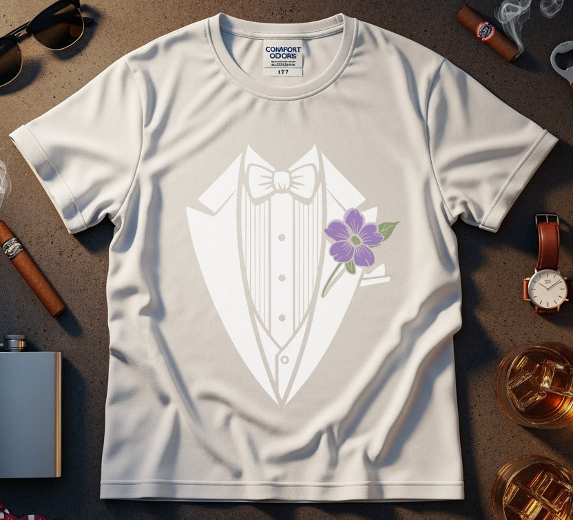 Dapper Tuxedo Print White Short Sleeve T-shirt product