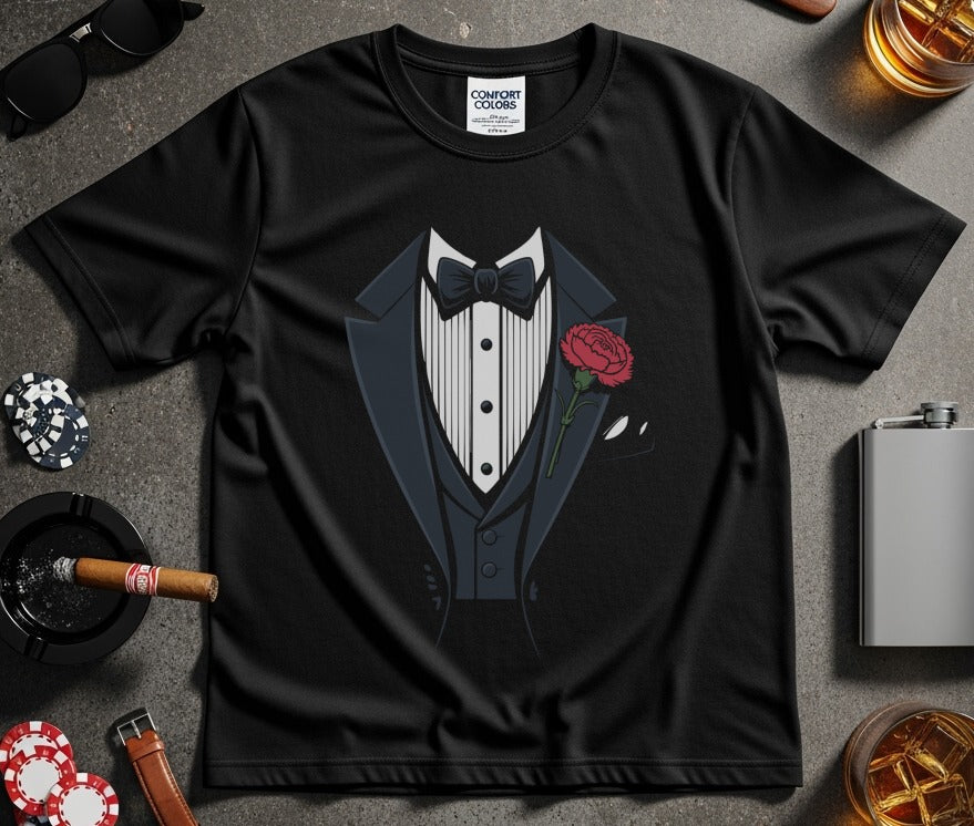 Dapper Tuxedo Design Graphic Tee novelty product
