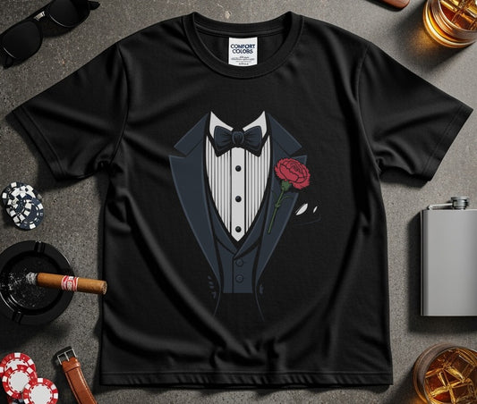 Dapper Tuxedo Design Graphic Tee novelty product