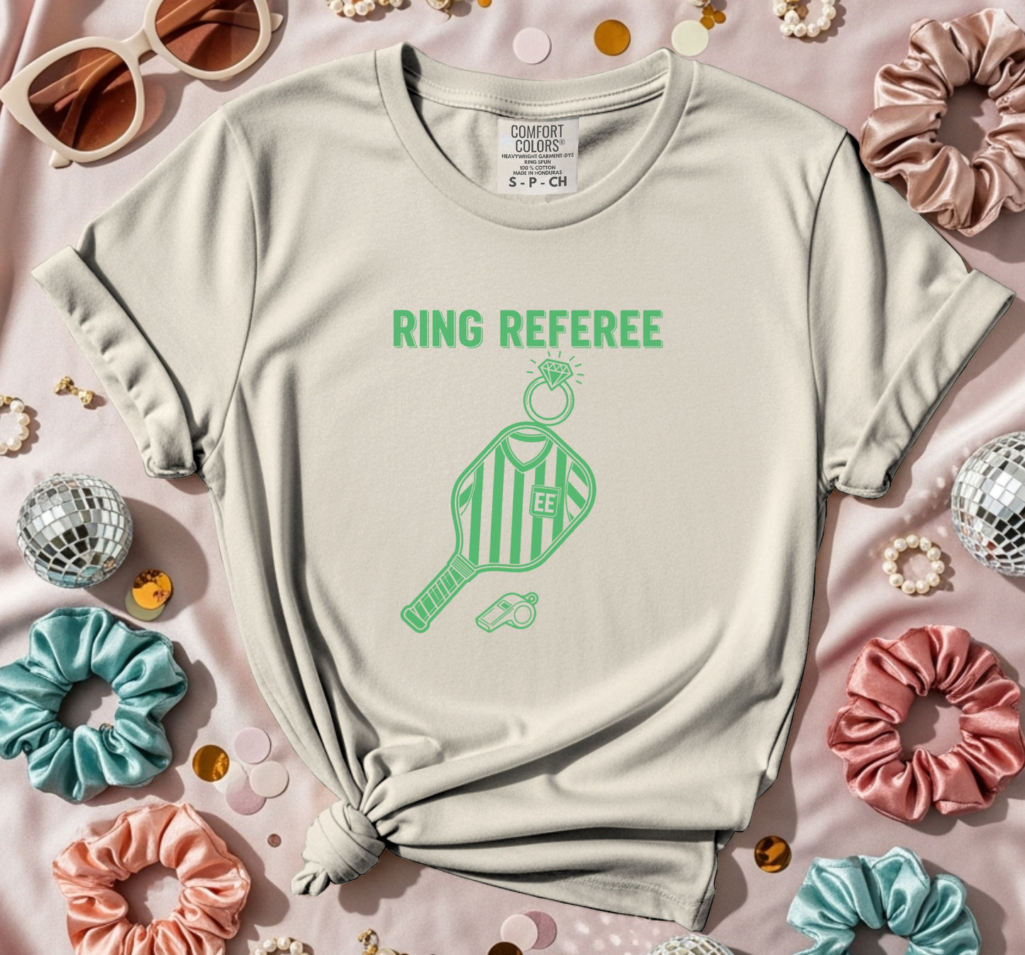 Ring Referee Stripes Pickleball Paddle T-Shirt