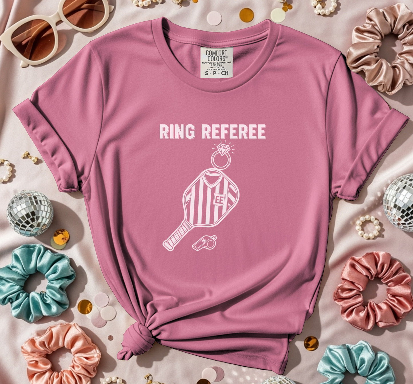 Ring Referee Stripes Pickleball Paddle T-Shirt