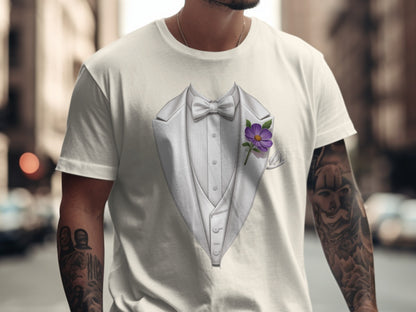 Classic Tuxedo with Purple Flower Graphic T-shirt product