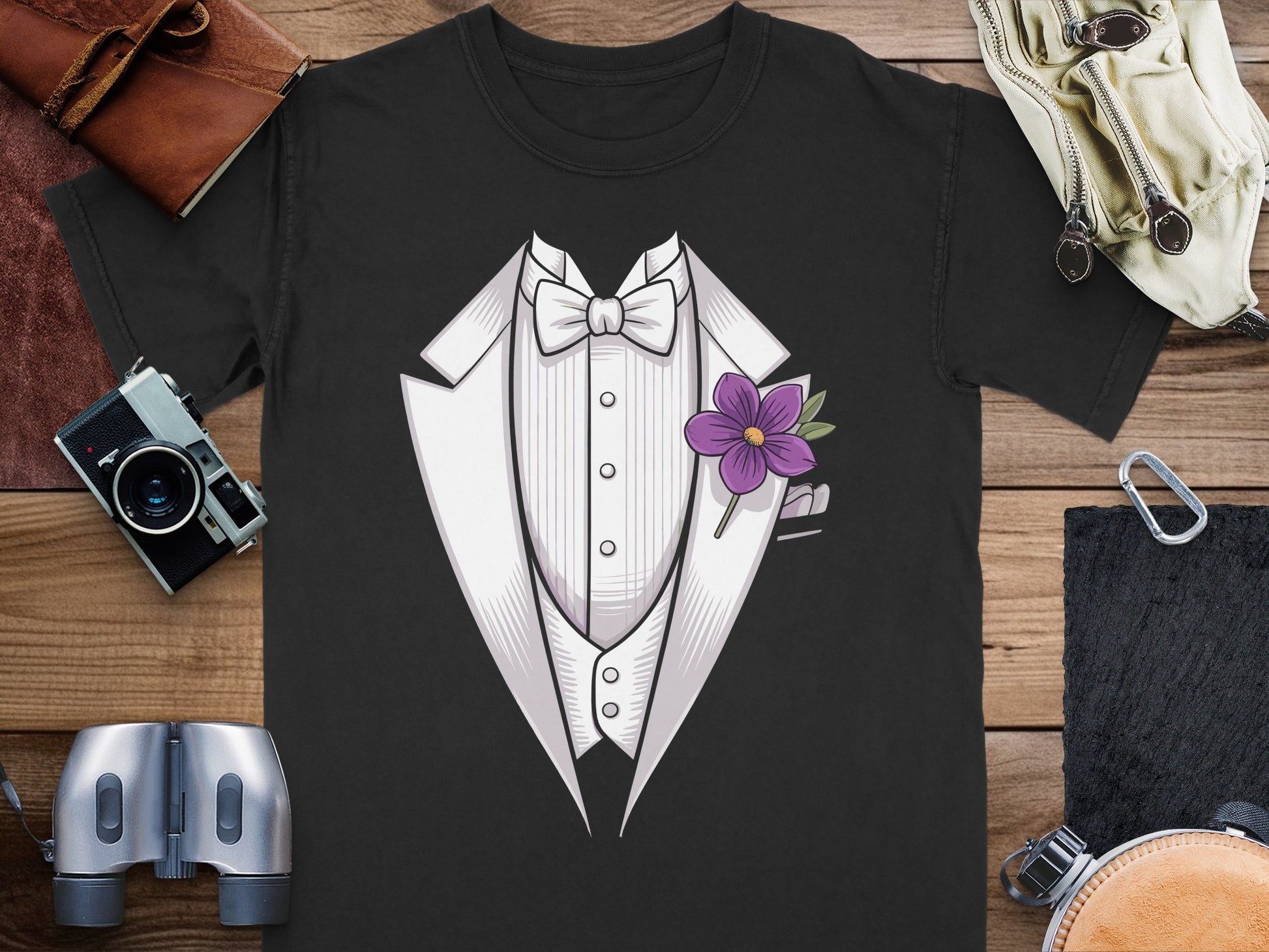 Elegant Tuxedo Design with Flower Graphic T-shirt product type
