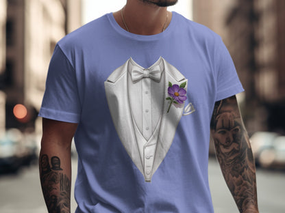 Tuxedo Print T-Shirt with Flower Detail T-shirt product type