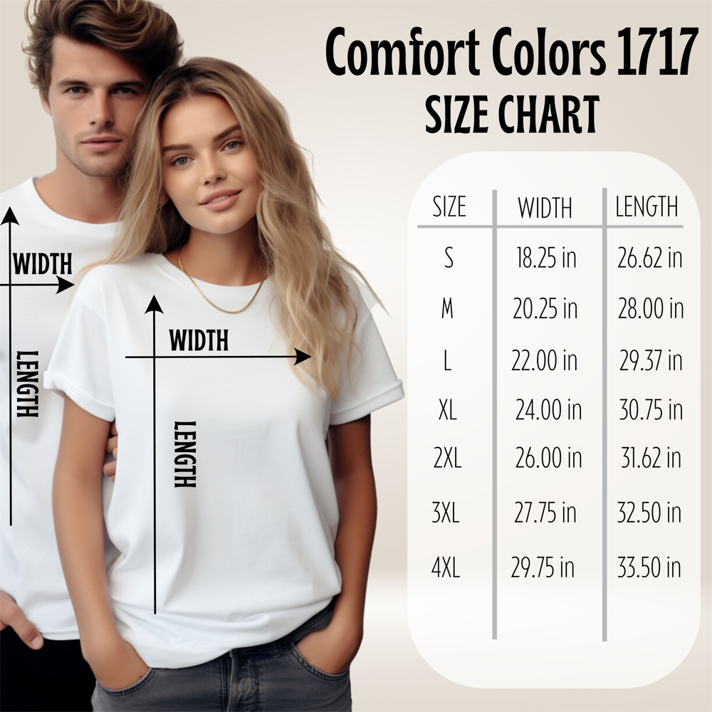 Wide Range of Comfort Colors 1717 Size Chart product