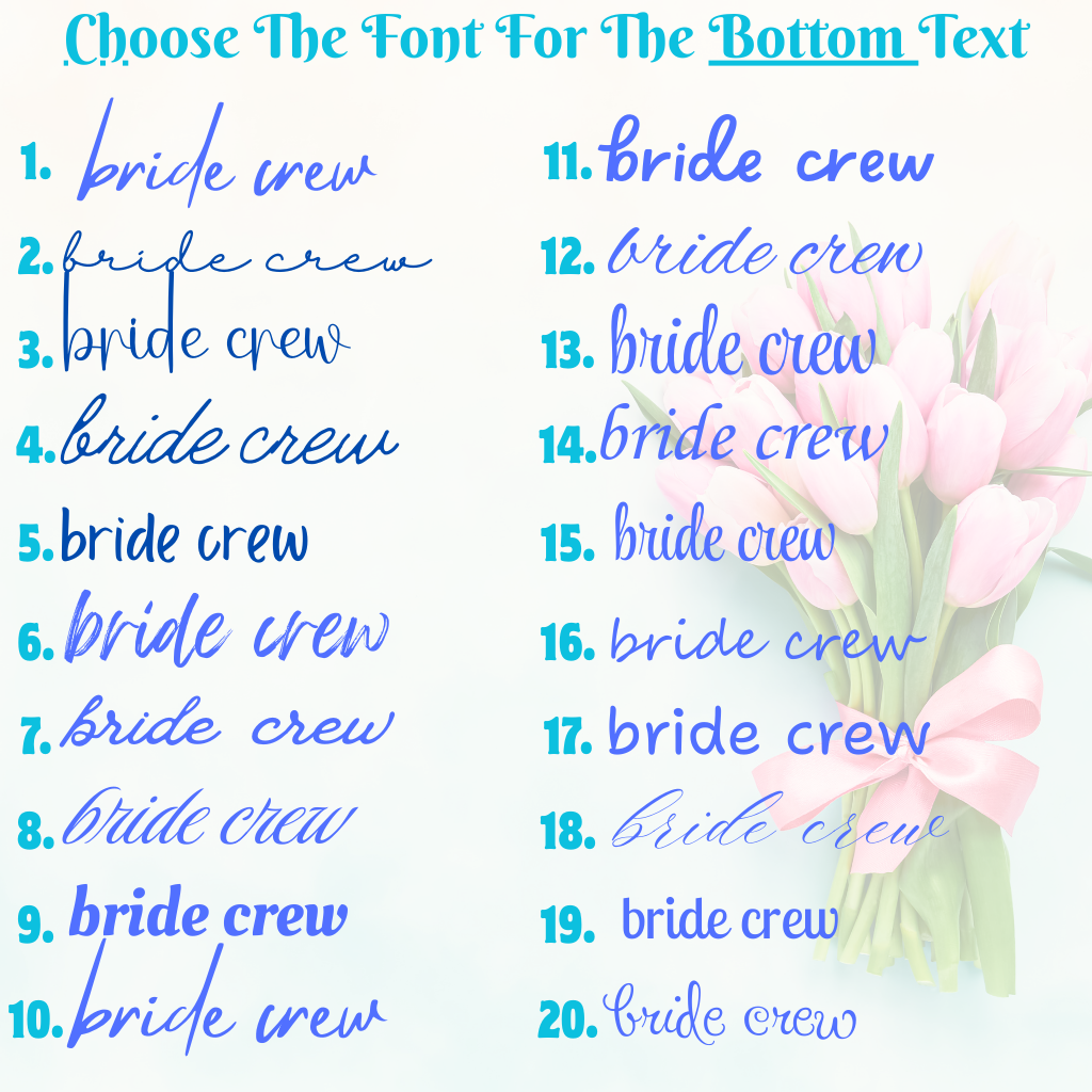 Choose Font Options for Custom Bride Crew product