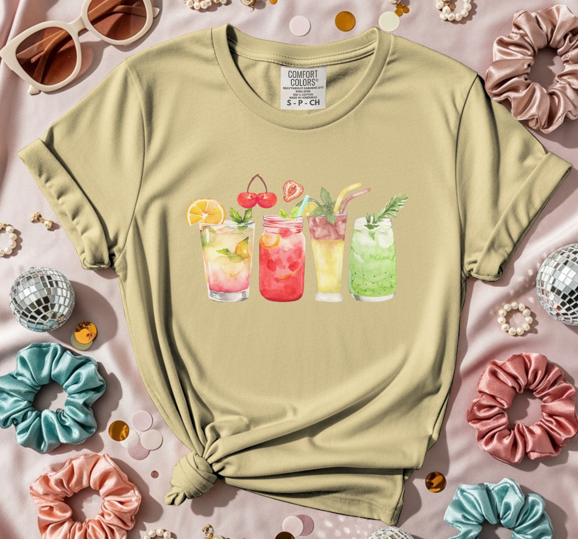 Vibrant Cocktail Glasses Summer Tee Shirt product type