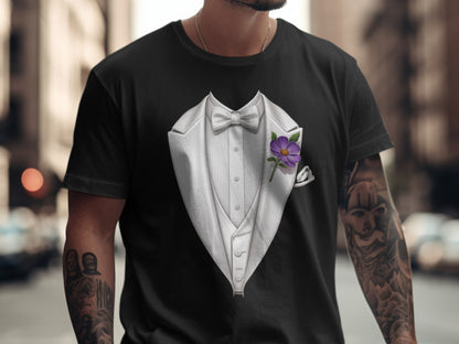 Stylish Tuxedo Design with Flower Print T-Shirt product type